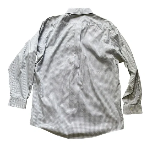 Brooks Men's Size and 16/34 Navy and White Grid Shirt - Picture 6 of 8